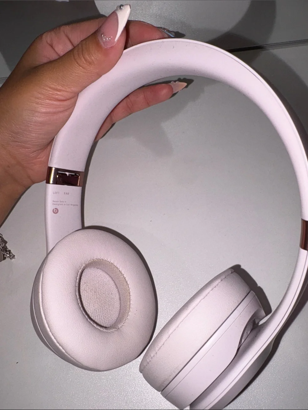 Used Apple Beats Solos Headphones — Light Pink with Rose Gold Trim